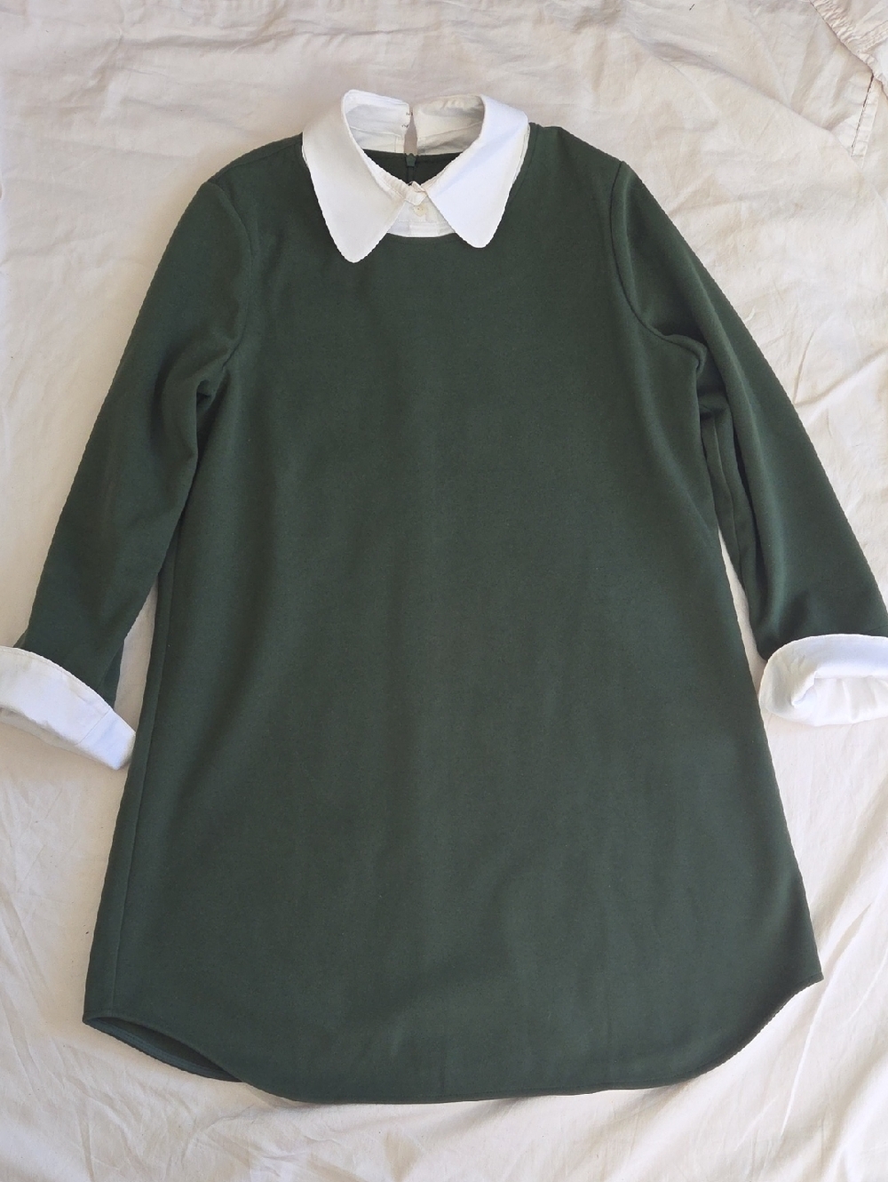 Tuckernuck English Ivy Dakotah Collared Hunter Green White Shirt Dress Large - Picture 3 of 10